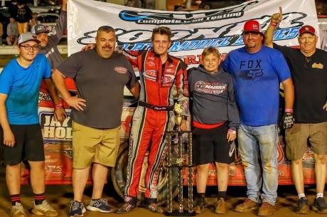 Hayden Ross (center) in victory lane. (Travis Barnard)