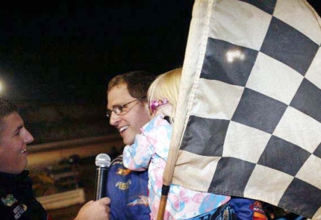 Josh McGuire brought niece Emily to victory lane. (Derrick Strader)