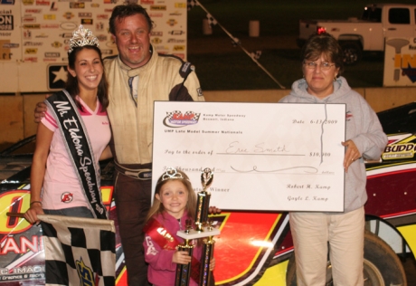 Eric Smith celebrates in victory lane. (Jim DenHamer)