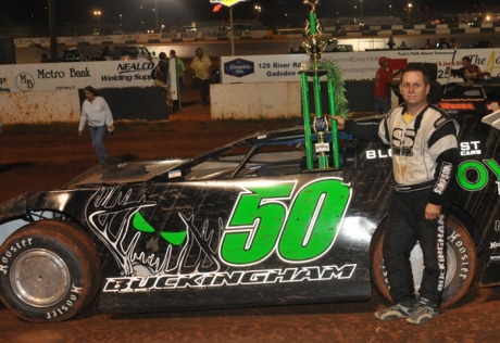 Shanon Buckingham got to trade in this runner-up trophy for a bigger model. (mikessportsimages.com)