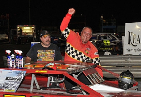 Joe Kosiski celebrates at Adams County. (fasttrackphotos.net)