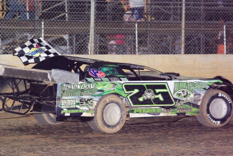 Jason Feger takes a victory lane. (Mike Musslin)