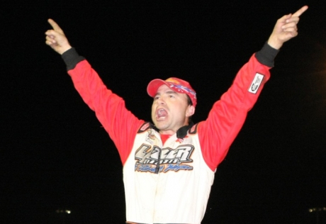 Kyle Berck celebrates at Belleville. (Justin Sly)