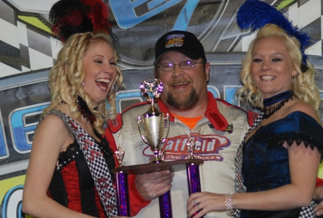 Terry Phillips enjoys victory lane Wednesday. (DirtonDirt.com)