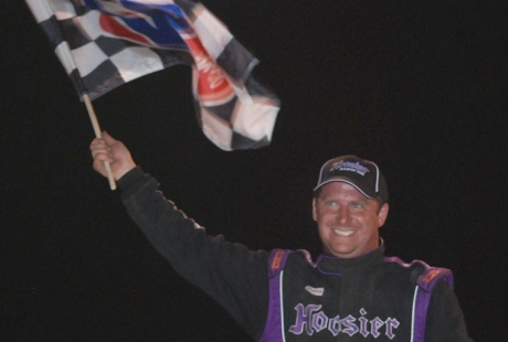 Shannon Babb celebrates series win No. 61. (DirtonDirt.com)