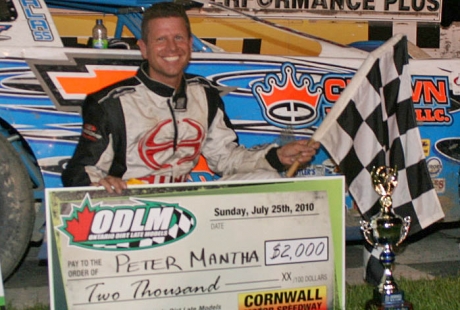 Peter Mantha Jr. in Cornwall's victory lane. (imagefactor.ca)