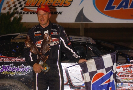 Darrell Lanigan in victory lane at Rolling Wheels. (Bill Moore Sr.)