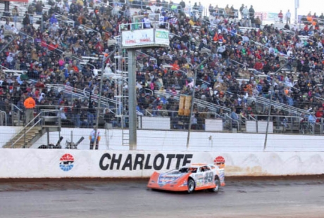 Jonathan Davenport takes the checkers at Charlotte. (pbase.com/cyberslash)