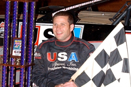 Jeremy Miller visits victory lane at Natural Bridge. (Brian McLeod)