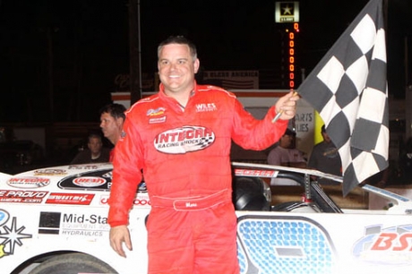 Jimmy Mars grabs his first checkered flag at Hagerstown. (pbase.com/cyberslash)