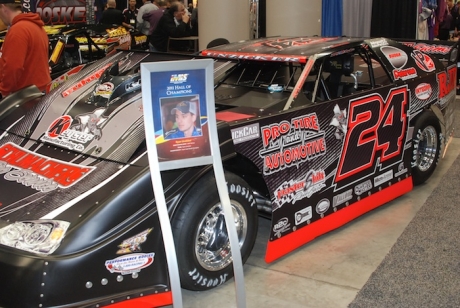 Ryan Unzicker's car is on display at IMIS. (DirtonDirt.com)