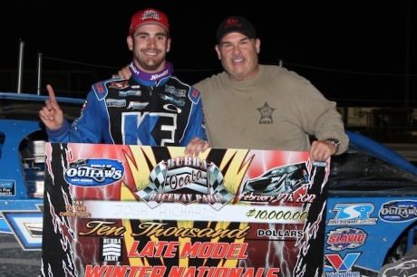 Josh Richards and Bubba the Love Sponge Clem in victory lane. (Photos by Crawford)