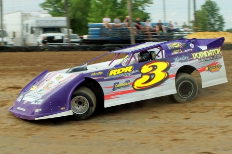 Matt Miller tunes up in hot laps before his Barney Oldfield Race victory. (Dustin Jarrett)