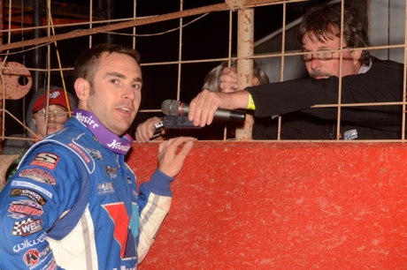 Josh Richards tells the Screven crowd about his Winter Freeze victory. (Tony Hammett)