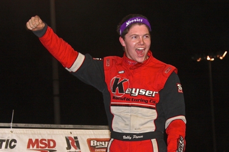 Bobby Pierce celebrates his first Summernationals victory. (Jim DenHamer)