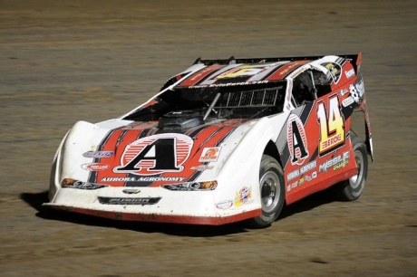 Kyle Berck heads for victory at I-80 Speedway. (Todd Boyd)