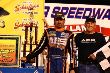 Jonathan Davenport visits victory lane. (Heath Lawson)