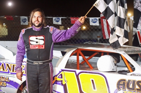 William Thomas celebrates at Clarksville Speedway. (straightcircles.com)