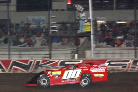 Jesse Stovall swept Salina Highbanks Speedway's doubleheader. (Ron Mitchell)