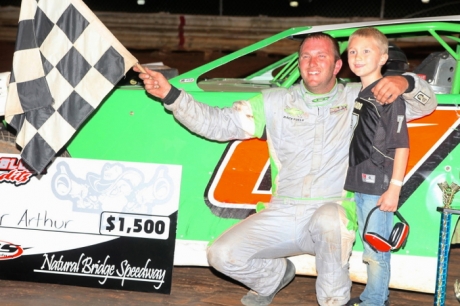 Walker Arthur celebrates in victory lane. (Clifford Dove)