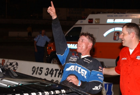 A.J. Kirkpatrick celebrates at Bakersfield. (K.C. Rooney)