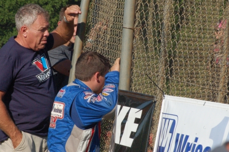 Mark Richards (left) and Brandon Sheppard (right) check out the racing surface. (DirtonDirt.com)