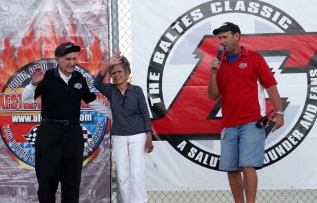 Eldora's Larry Boos honored founders Earl and Berneice Baltes. (Jim DenHamer)