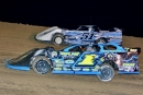 Kyle Moore (1*) heads to an Aug. 29 Valvoline American Late Model Iron-Man Series victory at Attica (Ohio) Raceway Park. (Jim Balentine)