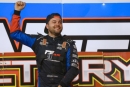 Brandon Overton celebrates his $21,000 victory in April 4's Schaeffer's Spring Nationals-sanctioned Lil' Bill Corum Memorial at Tazewell (Tenn.) Speedway. (Zack Kloosterman)