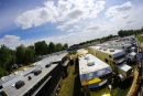 A look at haulers crowding the pits for May 6's FloRacing Night in America event at Spoon River Speedway in Banner, Ill. (mikerueferphotos.photoreflect.com)