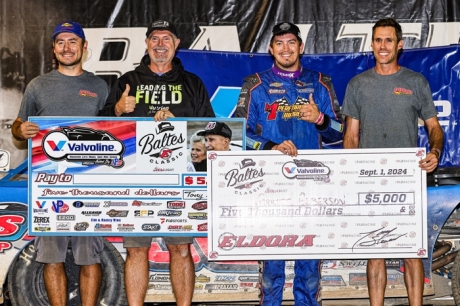 Garrett Alberson and his winning team at Eldora. (Tyler Carr)