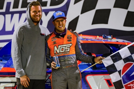 Track owner Matt Tifft and winner Nick Hoffman. (Jack Reitz photo)