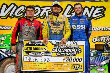 Drake Troutman (left) on WVMS's podium. (Emily Schwanke)