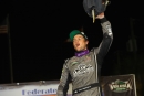 Ricky Thornton Jr. celebrates his $5,000 Federated DIRTcar Nationals semifeature victory Feb. 12 at Volusia Speedway Park in Barberville, Fla. (mikerueferphotos.photoreflect.com)