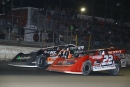 Jonathan Davenport (49) topped Drake Troutman (22) on Feb. 15 at Volusia Speedway Park in Barberville, Fla., for a $20,000 World of Outlaws Late Model Series victory. (mikerueferphotos.photoreflect.com)