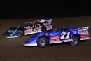 Jonathan Davenport (49) repels Hudson O&#039;Neal (71) en route to May 7&#039;s FloRacing Night in America presented by Kubota victory at Spoon River Speedway. (joshjamesartwork.com)