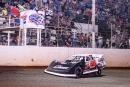 Cory Hedgecock takes the checkers June 27 at Lake Cumberland Speedway in Burnside, Ky., for a $10,000 Hunt the Front Super Dirt Series and Northern Allstars victory. (Ryan Roberts)