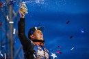 Nick Hoffman celebrates June 27&#039;s World of Outlaws Real American Beer Late Model Series victory at River Cities Speedway in Grand Forks, N.D. (Emily Schwanke/woolms.com)