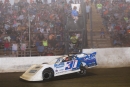 Co-promoter Tony Izzo Jr. behind the wheel of the water truck Thursday at La Salle (Ill.) Speedway before DIRTcar Summer Nationals competition. (brendonbauman.com)