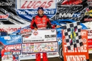 Hudson O&#039;Neal displays his $25,000 check for winning July 5&#039;s Lucas Oil Series-sanctioned Freedom 60 at Muskingum County Speedway in Zanesville, Ohio. (heathlawsonphotos.com)