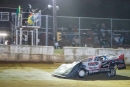 Corey DeLancey takes the checkers Aug. 1 at Jackson County Speedway in Jackson, Ohio, for a Burlile Ohio Valley Late Model Dirt Series victory. (Josh Wilson)