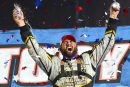 Ryan Gustin celebrates his $100,000 USA Nationals victory Aug. 2 at Cedar Lake Speedway in New Richmond, Wis. (photosbyboyd.smugmug.com)