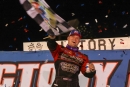 Bobby Pierce celebrates his $12,000 victory in Aug. 14&#039;s World of Outlaws Real American Beer Late Model Series feature at Spoon River Speedway in Banner, Ill. (Brendon Bauman)