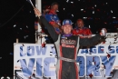 Bobby Pierce celebrates Aug. 16&#039;s World of Outlaws Real American Beer Late Model Series victory at Maquoketa (Iowa) Speedway. (mikerueferphotos.photoreflect.com)