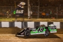 Jonathan Davenport takes the checkers Aug. 16 at Batesville Motor Speedway for his $50,000 Nutrien Ag Solutions Topless 100 victory on the Lucas Oil Series. (heathlawsonphotos.com)