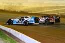 Gregg Satterlee (22) outran Matt Cosner (66c) for a $7,333 Butch Renninger Memorial Super Late Model victory Aug. 30 at Port Royal (Pa.) Speedway. (Brian Rhoad/wrtspeedwerx.com)