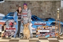 Amanda Robinson joins victorious husband Ross in victory lane Aug. 31 after his $10,063 Paul Long Memorial victory at Selinsgrove (Pa.) Speedway. (Barry Lenhart)