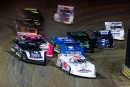 Carson Ferguson (93) leads his cousin Chris Ferguson (22) to the green flag in the first heat during Oct. 17&#039;s Dirt Track World Championship qualifying program at Eldora Speedway in Rossburg, Ohio. (heathlawsonphotos.com)