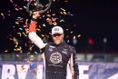 Jonathan Davenport celebrates his $7,000 victory in April 10's MLRA Spring Nationals opener at Lucas Oil Speedway in Wheatland, Mo. (photosbyboyd.smugmug.com)