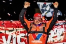 Brandon Sheppard celebrates April 26's Lucas Oil Late Model Dirt Series victory at Hagerstown (Md.) Speedway. (heathlawsonphotos.com)
